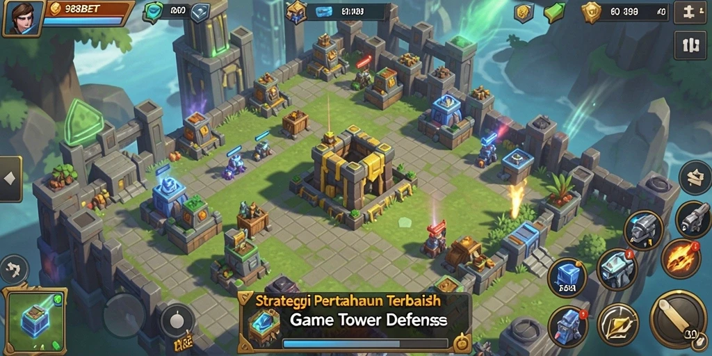 Tampilan menarik dari gameplay Tower Defense dalam 988BET.