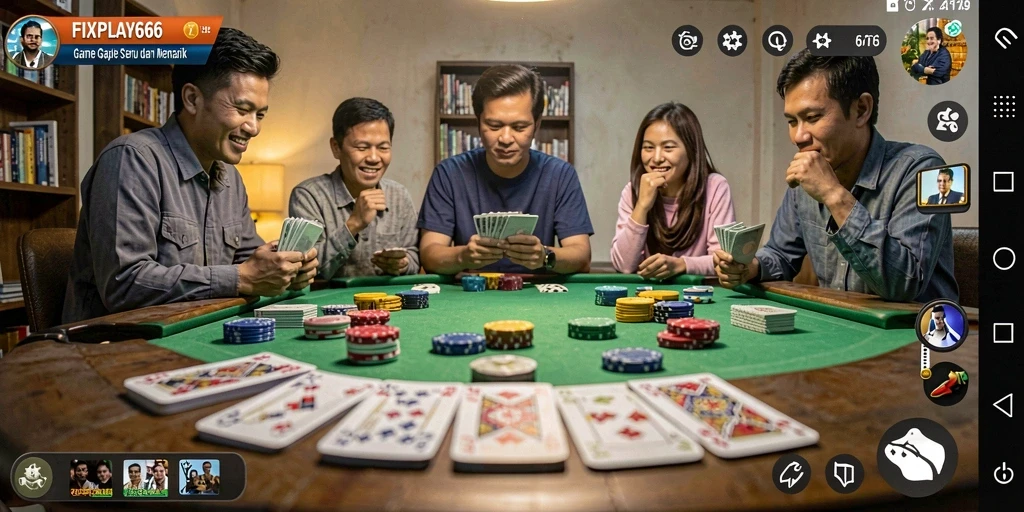 Tampilan gameplay Gaple FIXPLAY666 yang menegangkan dan seru.