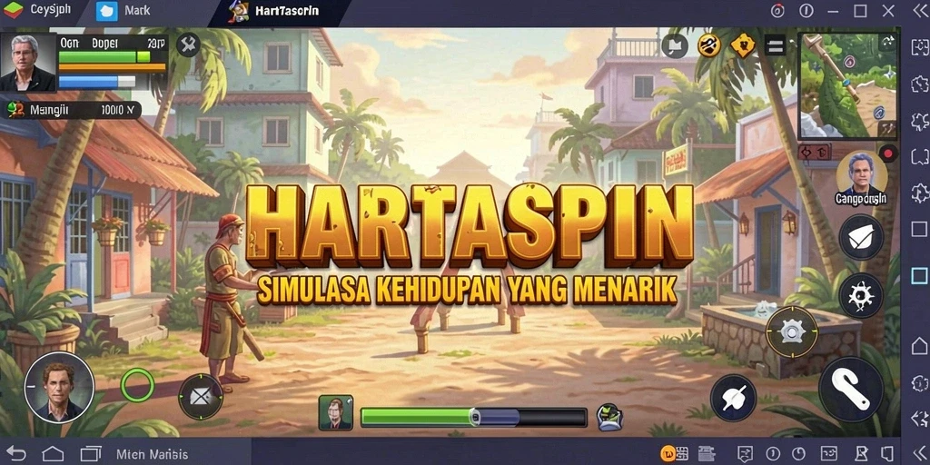 Tampilan gameplay HARTASPIN yang penuh warna dan interaktif.