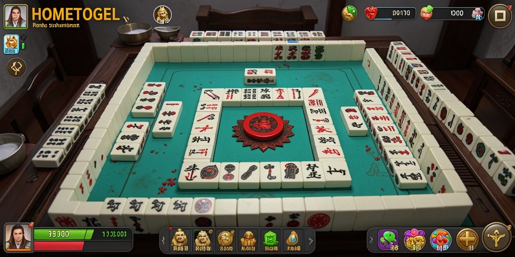 Screenshot gameplay HOMETOGEL menampilkan momen seru saat mencocokkan batu Mahjong.