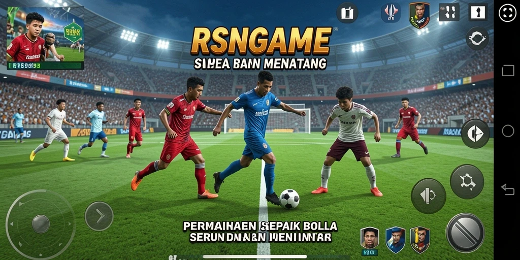 Tangkapan layar RSNGAME memperlihatkan aksi seru di lapangan sepak bola.