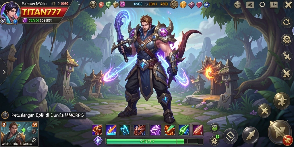 Screenshot gameplay TITAN777 menampilkan petualangan seru di dunia MMORPG.