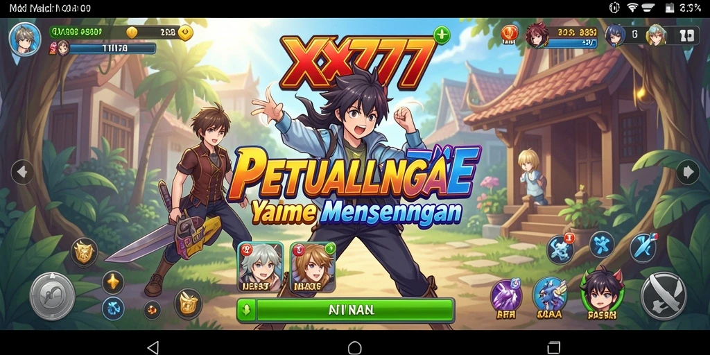 Tampilan seperti anime dengan karakter yang hidup dan berwarna-warni.